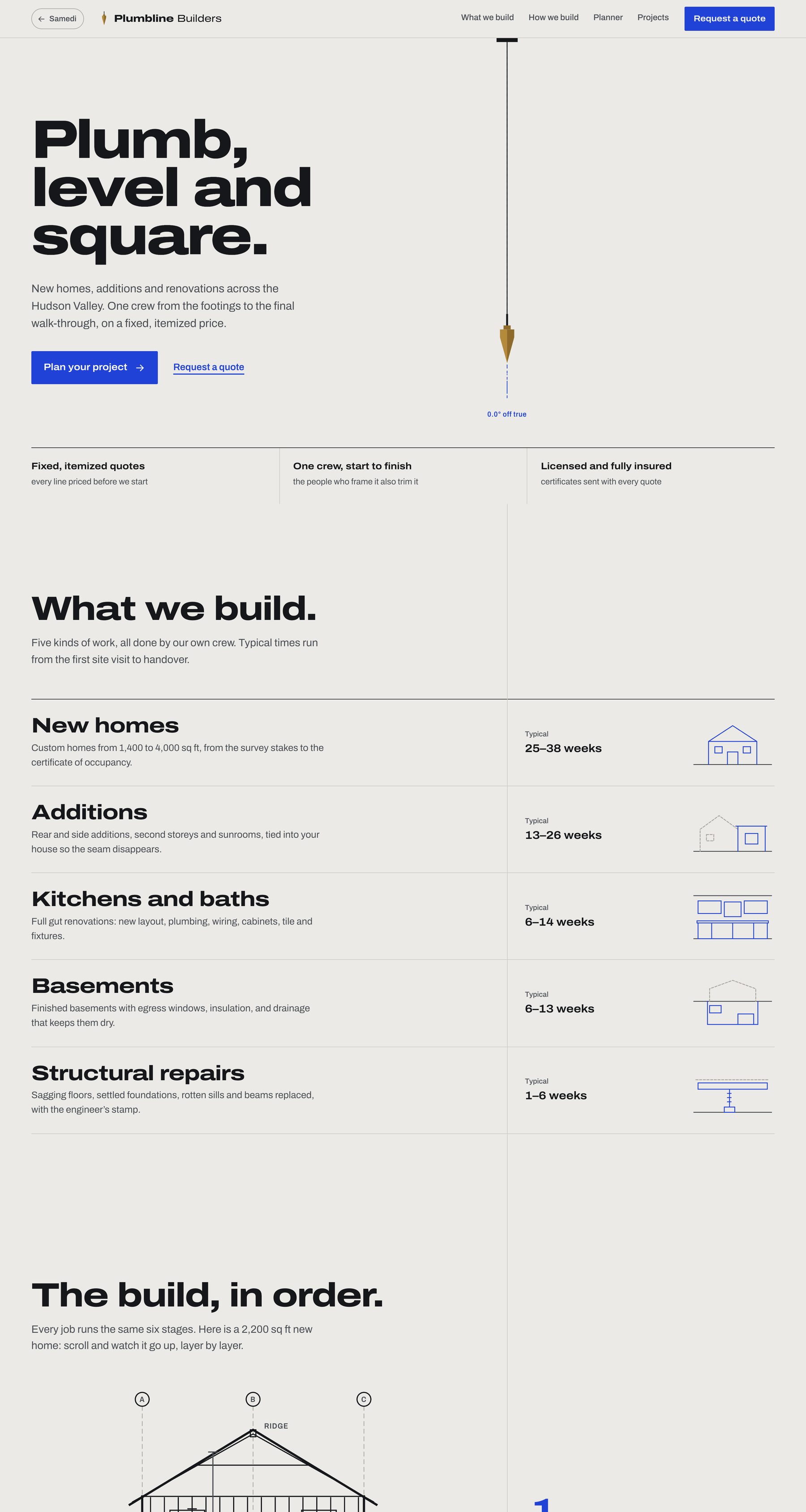 The Plumbline Builders website